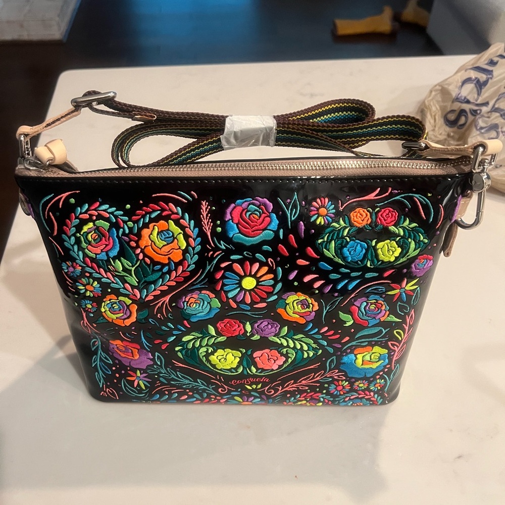 Consuela Black Multicolor Floral Shoulder Bag